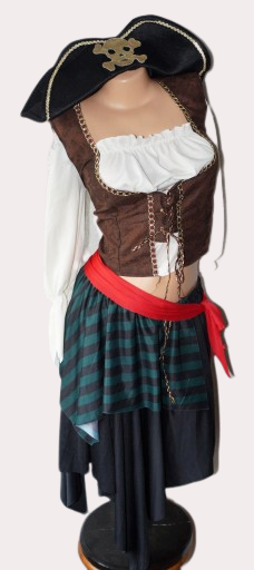 Strój dla dzieci Piratka z czaszką (sukienka z pasem i 